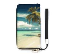 DWTJKMS Tropical Holidays Portefeuille long fin en cuir PU pour homme femme portefeuille minimaliste avec fentes pour cartes, blanc, 20 x 10,5 cm, blanc, 20x10.5cm