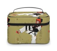 DWTJKMS Trousse de maquillage au design Taekwondo, grande capacité, trousse de toilette de voyage pour femme, avec poignée et séparateur