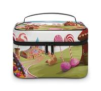 DWTJKMS Trousse de maquillage Candy Land - Grande capacité - Trousse de toilette de voyage pour femme - Avec poignée et séparateur