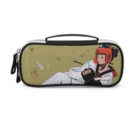 DWTJKMS Trousse de maquillage en cuir au design Taekwondo - Portable - Petit organisateur étanche - Trousse de toilette - Pinceaux, crayons et accessoires de maquillage de voyage
