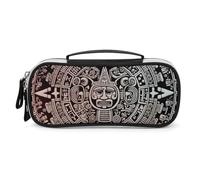 DWTJKMS Trousse de maquillage en cuir avec calendrier maya End of the World - Portable - Étanche - Trousse de toilette - Pinceaux, crayons et accessoires de maquillage de voyage