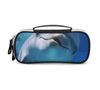 DWTJKMS Trousse de maquillage en cuir avec dauphin avec un sourire - Petit organisateur de cosmétiques - Étanche - Trousse de toilette - Pinceaux, crayons et accessoires de maquillage de voyage