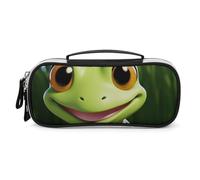 DWTJKMS Trousse de maquillage en cuir avec grenouille mignonne et étanche, trousse de toilette, pinceaux, crayons et accessoires de maquillage de voyage