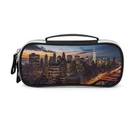 DWTJKMS Trousse de maquillage en cuir avec motif paysage de New York, petite trousse de toilette, pinceaux, crayons et accessoires de maquillage de voyage