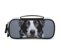 DWTJKMS Trousse de maquillage en cuir Border Collie - Portable - Petite trousse de toilette étanche - Pinceaux, crayons et accessoires de maquillage de voyage