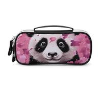 DWTJKMS Trousse de maquillage en cuir de coton et de panda rose, petite trousse de toilette, trousse de toilette, pinceaux, crayons et accessoires de maquillage de voyage