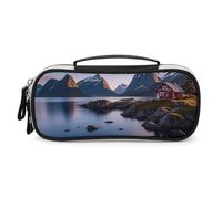 DWTJKMS Trousse de maquillage en cuir des îles de Norvège - Portable - Petit organisateur de cosmétiques - Étanche - Trousse de toilette - Pinceaux, crayons et accessoires de maquillage de voyage