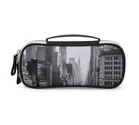 DWTJKMS Trousse de maquillage en cuir noir et blanc New York - Petite trousse de toilette étanche - Pinceaux, crayons et accessoires de maquillage de voyage