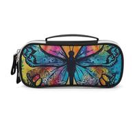 DWTJKMS Trousse de maquillage en cuir teinté papillon - Portable - Petite trousse de toilette étanche - Pinceaux, crayons et accessoires de maquillage de voyage