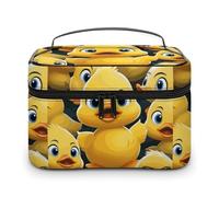 DWTJKMS Trousse de maquillage en forme d'animal de canard mignon, grande capacité, trousse de toilette de voyage pour femme avec poignée et séparateur
