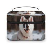 DWTJKMS Trousse de maquillage Husky Piquant - Grande capacité - Portable - Avec poignée et séparateur