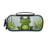 DWTJKMS Trousse de maquillage portable en cuir avec grenouille dans un étang - Petite trousse de toilette étanche - Pinceaux, crayons et accessoires de maquillage de voyage