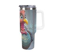 DWTJKMS Turkey Decoration Gobelet en acier inoxydable étanche de grande capacité avec poignée et paille - Gobelet isotherme à double paroi sous vide - Réutilisable - Garde le froid ou le chaud - Style