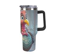DWTJKMS Turkey Decoration Gobelet en acier inoxydable étanche de grande capacité avec poignée et paille - Gobelet isotherme à double paroi sous vide - Réutilisable - Garde le froid ou le chaud - Style