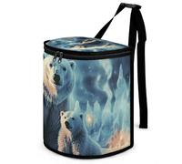 DWTJKMS Two Polar Bears Poubelle de voiture avec couvercle de grande capacité à suspendre, étanche, étanche, accessoires d'intérieur
