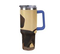 DWTJKMS Un joli gobelet en acier inoxydable à motif teckel de 1,2 l - Anti-fuite - Grande capacité - Tasse de voiture avec poignée et paille - Gobelet isotherme à double paroi sous vide - Réutilisable