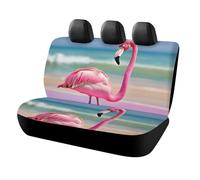 DWTJKMS Une housse de siège de voiture rose flamant rose sur la plage, protection antidérapante pour siège arrière, durable, anti-rayures, taille universelle, convient aux voitures, camions et SUV