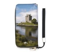 DWTJKMS View of The Dunguaire Castle Long portefeuille fin en cuir PU pour homme femme portefeuille minimaliste avec emplacements pour cartes, blanc, 20 x 10,5 cm, blanc, 20x10.5cm
