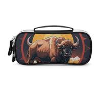 DWTJKMS Wild American Bison Mountains Trousse de maquillage portable en cuir étanche Petit organisateur de produits de toilette Pinceaux crayons et accessoires de maquillage de voyage