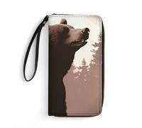 DWTJKMS Wild Bear Long portefeuille fin en cuir synthétique pour homme et femme, portefeuille minimaliste avec emplacements pour cartes, blanc, 19,7 x 10,5 cm, blanc, 19.7x10.5cm