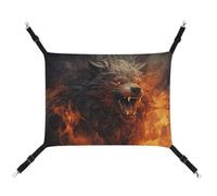 DWTJKMS Wild Wolf in The Fire Hamac pour chat - Hamac de couchage doux réglable pour animaux domestiques - Utilisation en toutes saisons pour chats, furets, chiots, lapins, petits animaux (classique)