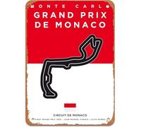 DWUENT Affiche murale rétro en métal Formule 1 20 x 30 cm Marchandises F1 Décoration de course Cadeaux pour homme Style vintage Blanc et rouge