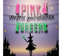 DWUENT Bannière d'anniversaire à thème méchant - Décorations de fête de sorcière à paillettes double face avec lettres rose/vert/noir (70 g)