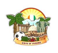 Dwutahcy Cote d'Ivoire Aimant de réfrigérateur en bois mignon 3D City Voyage Souvenirs Artisanat Fait à la main Tableau blanc Décor Collection Cadeau
