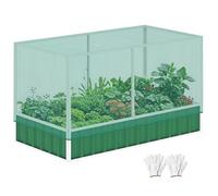DWVO 174 x 90 x 88 cm Jardinière surélevée en métal, avec filet de protection des plantes, avec cadre renforcé et gants, idéale pour la culture de légumes, herbes et fleurs, résistante aux intempéries