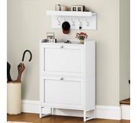 DWVO Armoire à Chaussures étroite avec 2 abattants, 25 x 60 x 95 cm, Meuble à Chaussures, Blanc, avec séparateurs réglables et Amovibles, pour 8 à 12 Paires de Chaussures, pour Couloir, entrée et