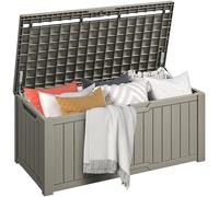 DWVO Boîte de rangement d'extérieur pour jardin, 450 L, 142,1 x 67,6 x 60 cm, imperméable, verrouillable en toute sécurité, poignées de transport latérales, résistante aux intempéries, boîte de