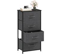 DWVO Commode à 4 tiroirs en Tissu, Commode pour Chambre à Coucher, Salon avec poignées, Dessus en Bois et Cadre en Acier Robuste, Gris