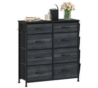 DWVO Commode à 8 tiroirs, Commode en Tissu avec Poche latérale et Crochets, poignée Facile à Tirer, Cadre en Acier Robuste pour Chambre à Coucher, Salon, Gris Anthracite