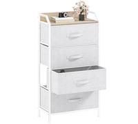 DWVO Commode en Tissu avec 4 tiroirs, Commode pour Chambre à Coucher, Salon avec poignées, Dessus en Bois et Cadre en Acier Robuste, Gris Clair