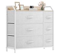 DWVO Commode en Tissu avec 6 tiroirs, Commode pour Chambre à Coucher, Salon avec poignées, Dessus en Bois et Cadre en Acier Robuste, Gris Clair