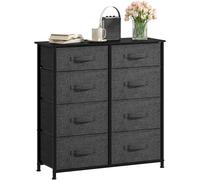 DWVO Commode en Tissu avec 8 tiroirs, Commode pour Chambre à Coucher, Salon avec poignées, Dessus en Bois et Cadre en Acier Robuste, Gris foncé avec poignée en Tissu
