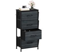 DWVO Commode étroite à 4 tiroirs, Commode en Tissu avec Poche latérale et Crochets, poignée Facile à Tirer, Cadre en Acier Robuste pour Chambre à Coucher, Salon, Gris Anthracite