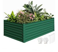 DWVO Jardinière surélevée en métal 240 x 120 x 60 cm, avec Gants, en Acier, Inoxydable et résistante aux intempéries, jardinière galvanisée Stable avec Caoutchouc de sécurité, pour légumes, Fleurs