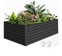 DWVO Jardinière surélevée en métal 240 x 120 x 60 cm, avec Gants, en Acier, Inoxydable et résistante aux intempéries, Plate-Bande galvanisée Stable avec Caoutchouc de sécurité, pour légumes, Fleurs
