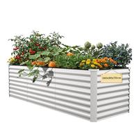 DWVO Jardinière surélevée en tôle d'acier galvanisée, Jardinière surélevée pour l'extérieur avec Bord de sécurité pour Le Jardin avec Barre de Support, Gants pour légumes (Argent, 240 x 90 x 70 cm)