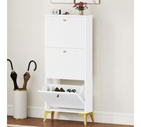 DWVO Meuble à Chaussures pour Couloir, Armoire à Chaussures avec 3 tiroirs, séparateur réglable et Amovible, Meuble à Chaussures Autonome pour Couloir, entrée, Salon, Blanc