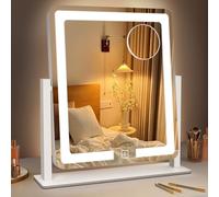DWVO Miroir de courtoisie avec lumières, miroir de maquillage éclairé, trois modes d'éclairage de couleur, miroir de commode avec miroir grossissant 10x, contrôle tactile intelligent, éclairage 3