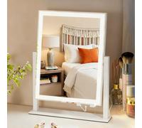 DWVO Miroir de Maquillage Hollywood avec éclairage, 30 x 40 cm, grossissement 10x, 3 Modes d'éclairage, Rechargeable par USB, Rotation à 360°, Commande Tactile, LED Vanity Mirror