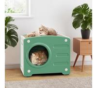 DWVO Niche pour chat, lit superposé avec griffoir, grotte spacieuse pour plusieurs chats, pour l'intérieur et l'extérieur, construction robuste jusqu'à 200 kg