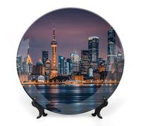 DWVSFJM Assiette décorative en porcelaine anglaise avec support de présentation - Assiette ronde en porcelaine - 17,8 cm