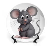 DWVSFJM Assiette décorative en porcelaine anglaise imprimée animaux gris avec support de présentation - Assiette décorative en porcelaine ronde en porcelaine - Artisanat pour décoration murale - 20,3