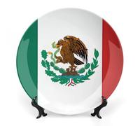 DWVSFJM Assiette décorative en porcelaine anglaise imprimée drapeau du Mexique avec support de présentation - Assiette décorative ronde en porcelaine - Pour décoration murale - 17,8 cm
