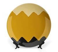 DWVSFJM Assiette décorative en porcelaine anglaise jaune moutarde et noire avec support de présentation - Assiette décorative ronde en porcelaine - Pour décoration murale - 25,4 cm