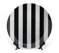 DWVSFJM Assiette décorative en porcelaine anglaise noire et blanche avec support de présentation - Assiette décorative ronde en porcelaine - 25,4 cm