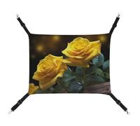 DWVSFJM Beau hamac pour chat avec roses jaunes - Lit doux à suspendre avec sangles réglables et crochets en métal - Tapis chaud à suspendre pour chats, petits chiens, lapins